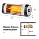 Wall-mounted 1500W infrared heater with remote control, featuring a waterproof design and adjustable angle for outdoor.