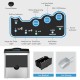 Control panel of the 2-in-1 stainless steel countertop ice maker with buttons for ice size and water dispensing.