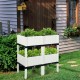 Elevated white planter box set with 4 sections, designed for growing vegetables and herbs in outdoor spaces.