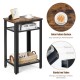 3-tier industrial end table with a rustic top, metal mesh shelves, and sturdy steel frame for bedroom or living room.