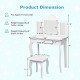 Product dimensions of the Mini Makeup Dressing Mirror Vanity Table Stool Set, showcasing size and weight capacity.
