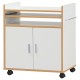 Rolling kitchen island on wheels with removable shelf, towel rack, and compact design for versatile storage solutions.