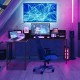 L-shaped black computer desk with large workspace, file shelf, and modern design, ideal for home office or study.