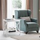 White 2-tier side table with X-shape design, featuring a wide tabletop and open shelf, perfect for living room storage.