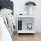 2-tier white side table with X-shape design, featuring a wide tabletop and open shelf, ideal for bedroom or living room.