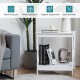 2-tier side table in white with X-shape design, featuring a wide tabletop and open shelf for versatile storage.