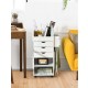 Compact white utility rolling craft storage cart showcasing two dowels and three slots for versatile organization and.
