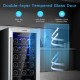 30-bottle wine cooler with double-layer tempered glass door and stainless steel handle for optimal cooling in any space.