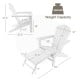 Patio HDPE Adirondack chair in white with retractable ottoman, ergonomic design, and 330 lbs weight capacity for.