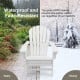 White HDPE Adirondack chair with retractable ottoman, weatherproof design for outdoor relaxation in any weather.