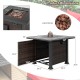 32-inch square propane fire pit table with lava rocks, rustproof steel frame, and waterproof cover for outdoor use.