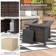32-inch square propane fire pit table in brown with lava rocks cover, ideal for outdoor patios and gardens.