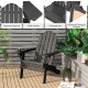 Foldable black patio chair with ergonomic backrest, wide armrests, and built-in cup holder for outdoor relaxation.