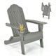 Foldable gray patio chair with built-in cup holder, made of weather-resistant PE material, perfect for outdoor.