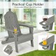 Foldable gray patio chair with built-in cup holder, made from fade-resistant PE material for outdoor convenience.