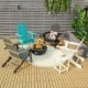 Gray foldable patio chair with built-in cup holder, made of fade-resistant PE material, ideal for outdoor relaxation.