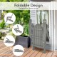Foldable gray patio chair with built-in cup holder, made of weather-resistant PE material, perfect for outdoor spaces.