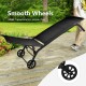 Adjustable outdoor chaise recliner with wheels in black, featuring a 6-position backrest for versatile comfort.