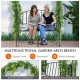 Steel garden arch with 2-seat bench, perfect for relaxing or supporting climbing plants in your outdoor space.
