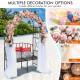 Steel garden arch with a 2-seat bench, featuring a floral design, ideal for outdoor decoration and plant support.