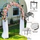 Steel garden arch with a 2-seat bench, featuring a wide seat, ergonomic backrest, and delicate grid for climbing plants.