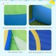 Detail of the inflatable kid bounce house showing puncture-resistant oxford fabric and mesh netting for safety.