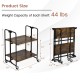 Folding rolling cart with metal frame, 2-tier design, rustic wood finish, ideal for kitchen or living room organization.