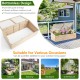Wooden garden portable greenhouse with transparent PVC lid, bottomless design for potted plants, ideal for outdoor.