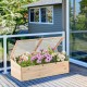 Wooden garden portable greenhouse with transparent PVC lid, filled with colorful flowers, ideal for balcony or terrace.