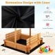 Kids wooden sandbox with bottomless design and liner, promoting drainage and ventilation, ideal for outdoor play.