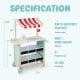 Kids wooden ice cream cart with chalkboard, storage shelves, and toy accessories for imaginative play and easy movement.