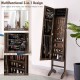 Jewelry armoire featuring a stylish full-length mirror, soft velvet lining, and lockable door for secure storage and.