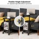 C-shape sofa side table in black with adjustable height, storage basket, and mesh shelf for versatile use.