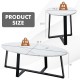 Oval and round nesting coffee tables with faux marble tops and black steel legs, perfect for living room or office use.