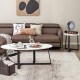 Oval and round nesting coffee tables with faux marble tops and black legs, ideal for living room or office use.