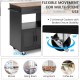 Kitchen island cart with black finish, spacious countertop, drawer, and 4 universal casters for easy mobility and.