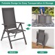 Folding patio dining chair with adjustable backrest in gray, ideal for outdoor use and easy storage.