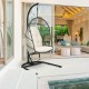 Hanging Wicker Egg Chair with Stand and Cushion - Gallery View 7 of 12