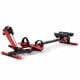 4-in-1 folding rowing machine with adjustable seat and control panel for full-body workouts at home gym.