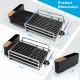 Aluminum expandable dish drying rack with drainboard, showing dimensions for optimal kitchen organization and drainage.