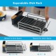 Expandable aluminum dish drying rack with drainboard, featuring a rotatable spout for efficient drainage and.