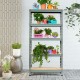 5-tier gray steel shelving unit with adjustable shelves, showcasing potted plants for versatile home organization.