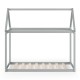 Gray Stable Kids Platform Floor Bed with roof and heavy-duty slats, designed for stability and long-lasting use.