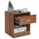 Modern brown nightstand with a storage drawer and open compartment, ideal for bedside or living room use.