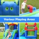 Kids inflatable bounce house water slide featuring a water cannon, slide, and colorful ball pit for endless fun.