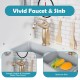 Vivid faucet and spacious sink from the kids kitchen playset, featuring simulated water flow sound for realistic play.