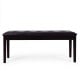 Brown upholstered dining room bench with solid rubberwood legs, cushioned seat, ideal for dining or resting.