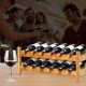Bamboo wine rack holding 12 bottles, featuring a natural texture, perfect for kitchens and dining rooms.