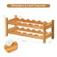 2-tier bamboo wine rack holding 12 bottles, featuring a natural finish and space-saving design for kitchens or dining.
