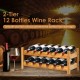 2-tier bamboo wine rack holding 12 bottles, designed for elegant storage and freshness, ideal for kitchen or wine.
